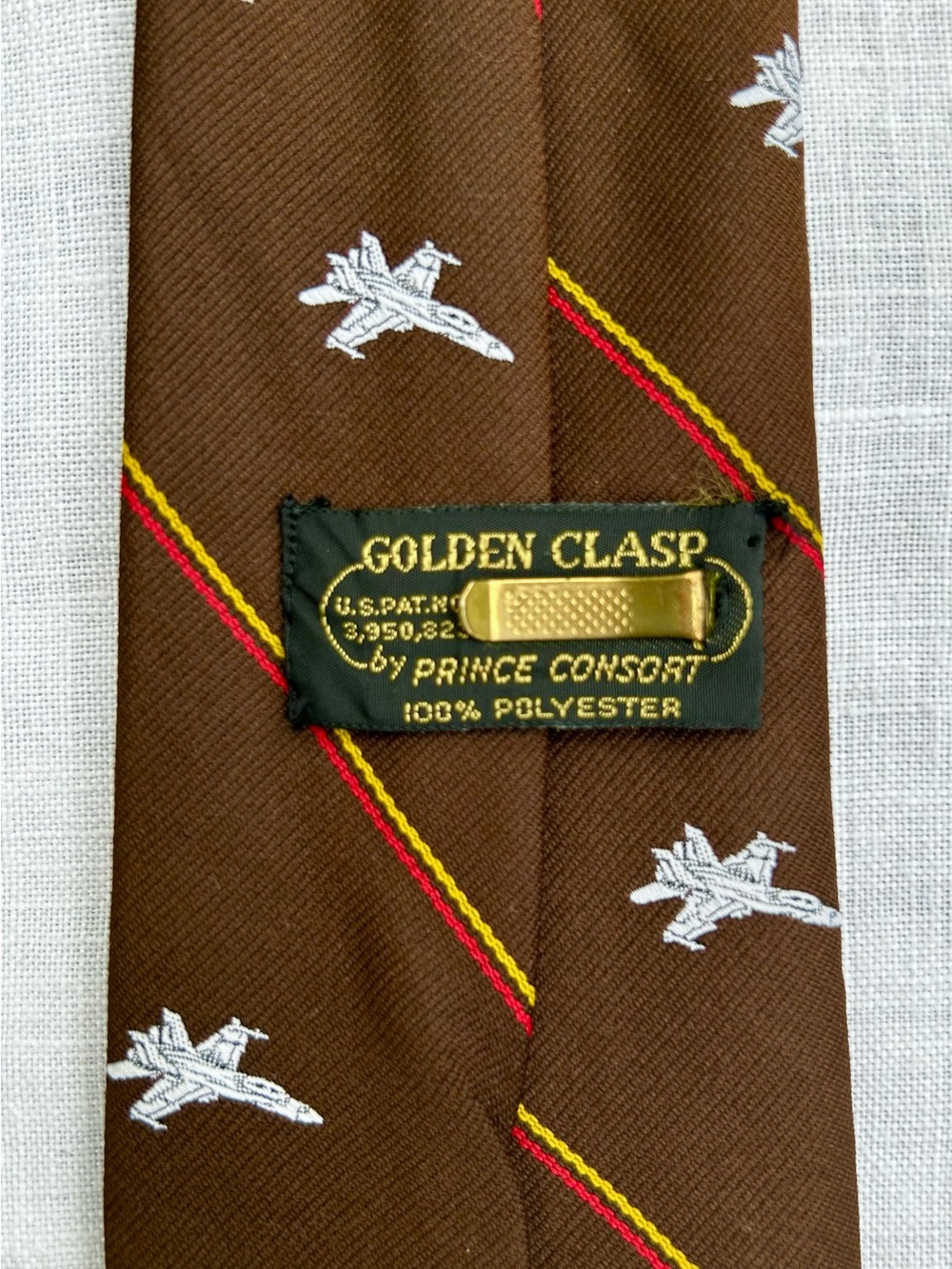 Vintage Fighter Jet Tie Airforce Brown Poly 3 1/4” Aviation McDonnell Douglas Co